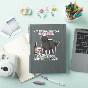 Sticker Terre-Neuve et le vin Drôle chien