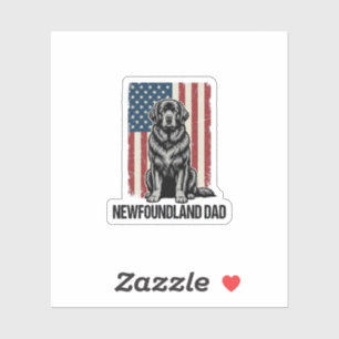 Sticker Terre-Neuve Papa Chien Patriotique Vintage