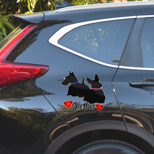 Sticker Térrier écossais/silhouette noire collier rose/ble