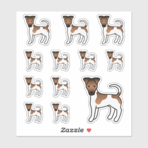 Sticker Terrier Fox Lisse Blanc Et Brun Chien De Dessin An