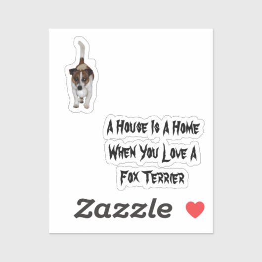 Sticker Terrier Fox, Love Is Logo,  (Feuille)