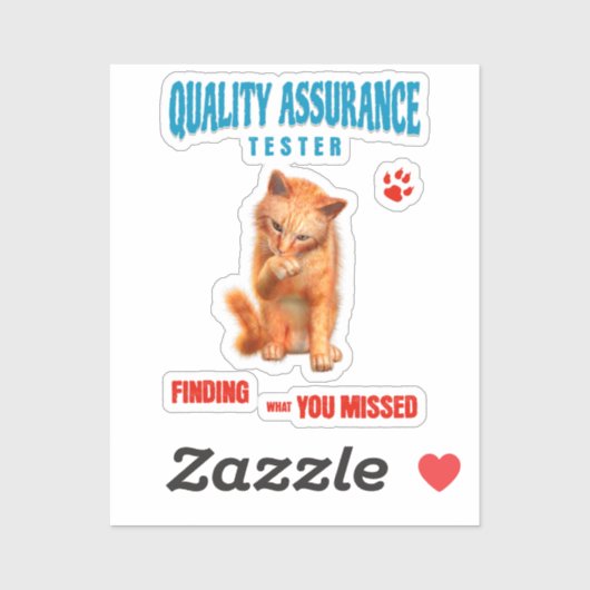 Sticker Testeur QA Humour de chat (Feuille)