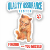 Sticker Testeur QA Humour de chat (Recto)