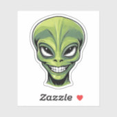 Sticker Tête Alien verte (Feuille)