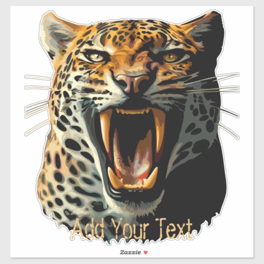 Sticker Tête d'attaque du léopard (Feuille)