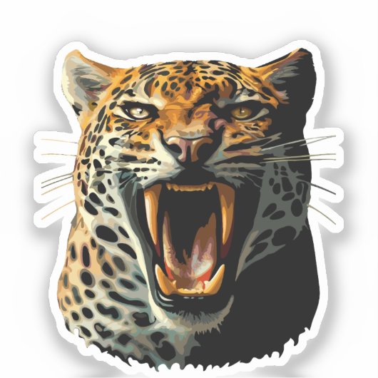 Sticker Tête d'attaque du léopard (Recto)