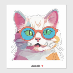 Sticker Tête de chat Portant des lunettes Clipart