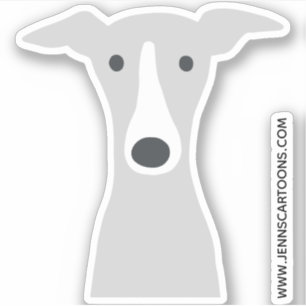 Sticker Tête de chien en caricature grisâtre italien ou wh