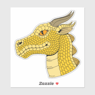 Sticker Tête de dragon d'or en profil