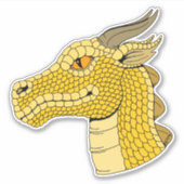 Sticker Tête de dragon d'or en profil (Devant)