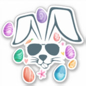 Sticker Tête De Lapin Avec Les Tons Drôle Garçons De Pâque (Devant)
