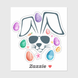 Sticker Tête De Lapin Avec Les Tons Drôle Garçons De Pâque