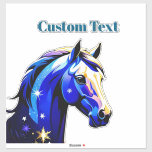 Sticker Tête de licorne bleue portrait dans un espace noct