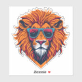 Sticker Tête de Lion cool et rétro tendance (Feuille)