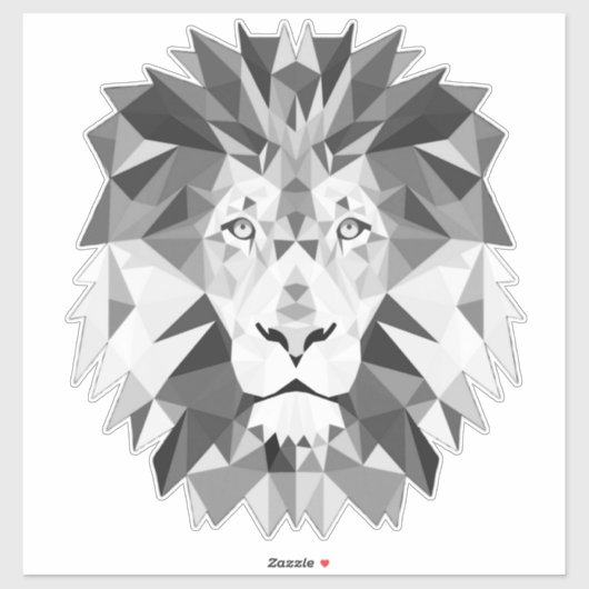 Sticker Tête de lion géométrique cool (Feuille)