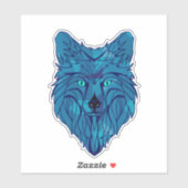 Sticker Tête de loup bleu Poly (Feuille)