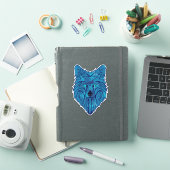 Sticker Tête de loup bleu Poly (Couverture iPad)