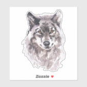 Sticker Tête de loup d'aquarelle (Feuille)