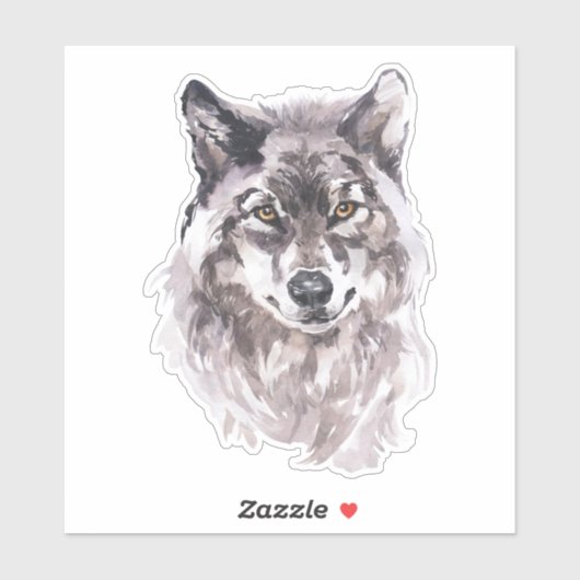 Sticker Tête de loup d'aquarelle (Feuille)