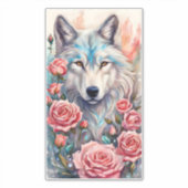 Sticker tête de loup roses roses animal peinture (Devant)