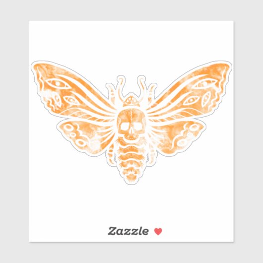 Sticker Tête de mort en orange (Feuille)