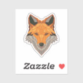 Sticker Tête de renard orange polygonale  (Feuille)
