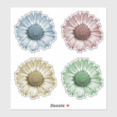 Sticker Têtes de fleurs de marguerite mignonnes ensemble d (Feuille)