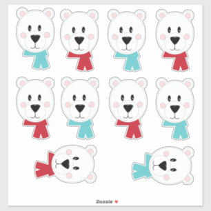Sticker Têtes d'ours polaires avec Écharpes
