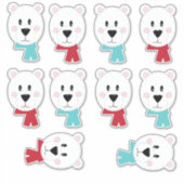 Sticker Têtes d'ours polaires avec Écharpes (Devant)