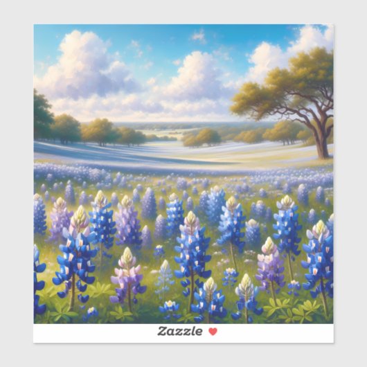Sticker Texas Bluebonnet Meadow Landscape (Feuille)
