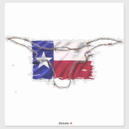 Sticker Texas Drapeau Barbed Wire Long Horne Bull (Feuille)