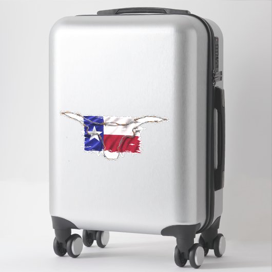 Sticker Texas Drapeau Barbed Wire Long Horne Bull (Sur valise)