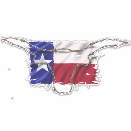 Sticker Texas Drapeau Barbed Wire Long Horne Bull (Devant)