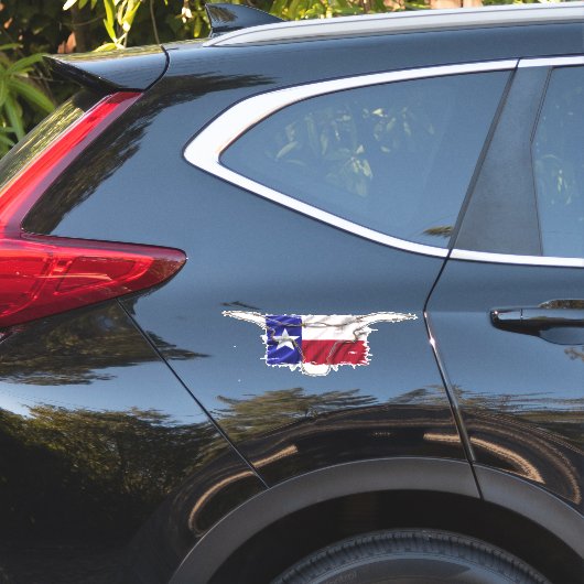 Sticker Texas Drapeau Barbed Wire Long Horne Bull (Coté voiture)