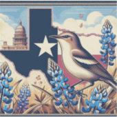 Sticker Texas Northern Mockingbird et Bluebonnet Flower (Devant)
