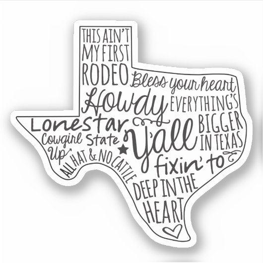 Sticker Texas Sayings (Devant)