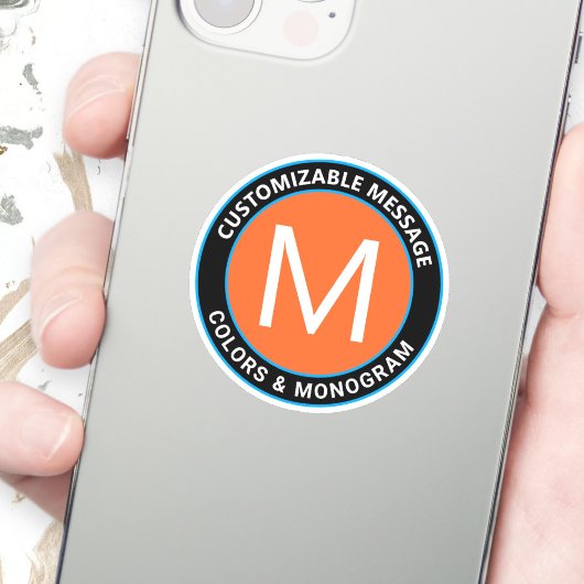 Sticker Texte circulaire orange noir en gras