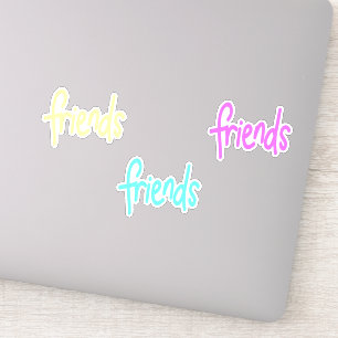 Sticker Texte d'amis colorés sur blanc