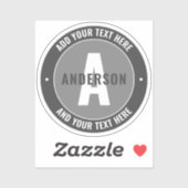 Sticker Texte et monogramme modifiés en gras | Gris (Feuille)