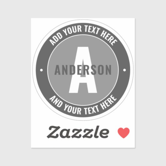 Sticker Texte et monogramme modifiés en gras | Gris (Feuille)