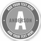 Sticker Texte et monogramme modifiés en gras | Gris (Recto)