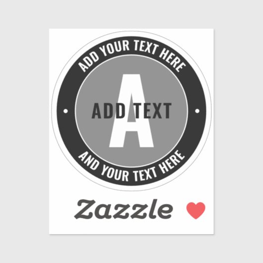 Sticker Texte et monogramme modifiés en gras | Noir et gri (Feuille)