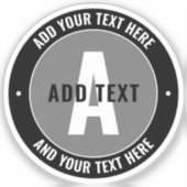 Sticker Texte et monogramme modifiés en gras | Noir et gri (Recto)