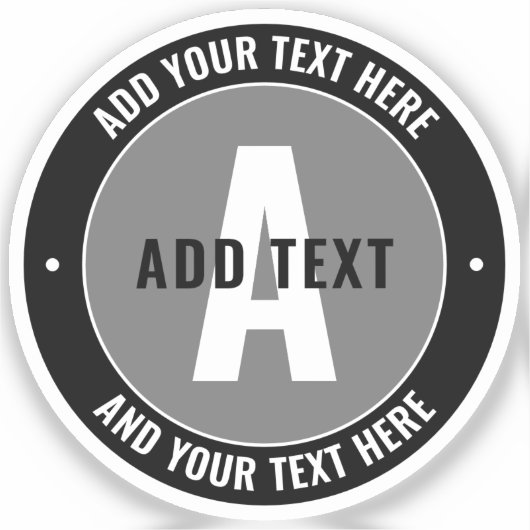Sticker Texte et monogramme modifiés en gras | Noir et gri (Recto)