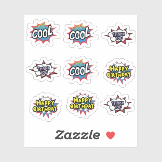 Sticker Texte graphique du Cool d'art pop amusant (Feuille)
