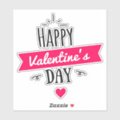 Sticker Texte Heureuse Sainte-Valentin avec coeur rose (Feuille)
