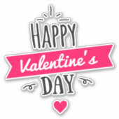 Sticker Texte Heureuse Sainte-Valentin avec coeur rose (Devant)