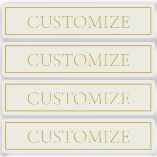 Sticker Texte personnalisable simple et élégant | Or blanc (Devant)