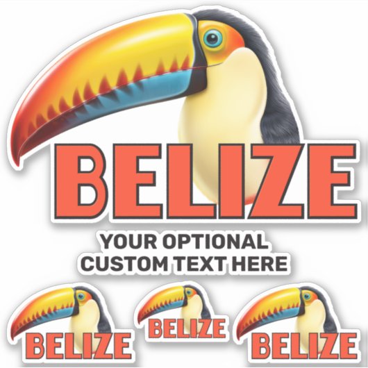 Sticker Texte personnalisé BELIZE Toucan (Devant)