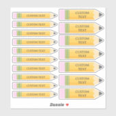 Sticker Texte personnalisé Crayon de l'école de l'enseigna (Feuille)